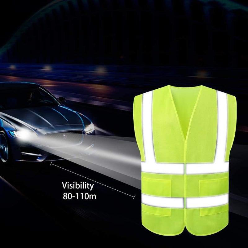 JSungo High Visibility Safety Vest 10 Pack, Yellow Reflective Vest with 2 Inch Hi vis Silver Strip, Construction Vest for Men & Women, Universal Size - Image 5